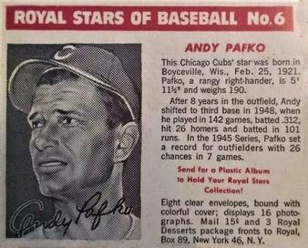 1950-52 Royal Stars of Baseball #6 Andy Pafko Front