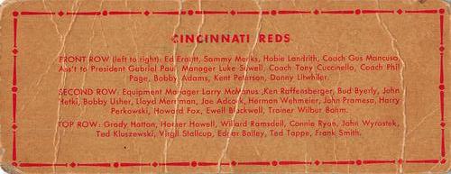 1951 Topps Teams #NNO Cincinnati Reds Back
