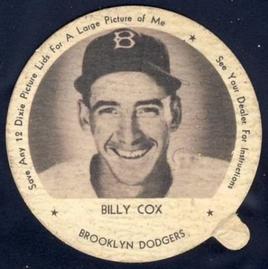 1953 Dixie Lids #NNO Billy Cox Front