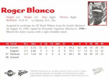1999 Multi-Ad Macon Braves #NNO Roger Blanco Back