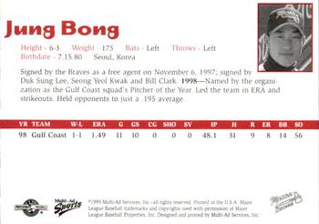 1999 Multi-Ad Macon Braves #NNO Jung Bong Back