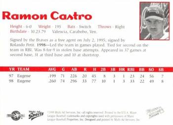1999 Multi-Ad Macon Braves #NNO Ramon Castro Back