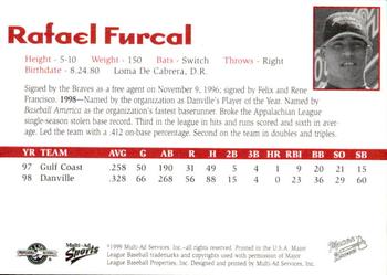 1999 Multi-Ad Macon Braves #NNO Rafael Furcal Back