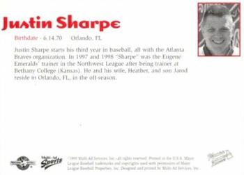 1999 Multi-Ad Macon Braves #NNO Justin Sharpe Back