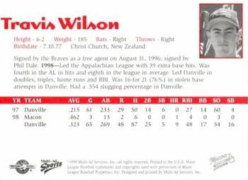 1999 Multi-Ad Macon Braves #NNO Travis Wilson Back