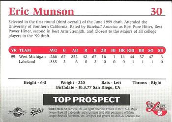 1999 Multi-Ad Midwest League Top Prospects Update #30 Eric Munson Back