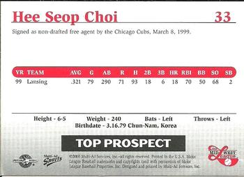 1999 Multi-Ad Midwest League Top Prospects Update #33 Hee Seop Choi Back
