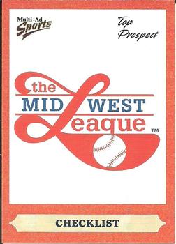 1999 Multi-Ad Midwest League Top Prospects Update #1 Checklist Front
