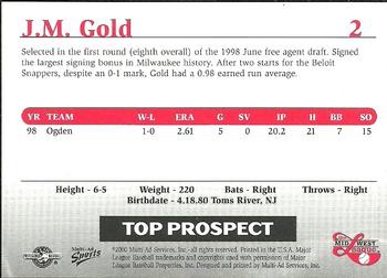 1999 Multi-Ad Midwest League Top Prospects Update #2 J.M. Gold Back