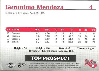 1999 Multi-Ad Midwest League Top Prospects Update #4 Geronimo Mendoza Back