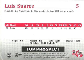 1999 Multi-Ad Midwest League Top Prospects Update #5 Luis Suarez Back