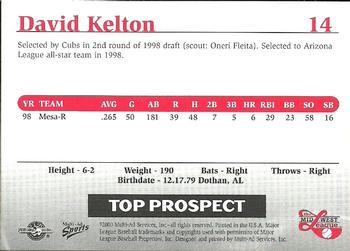 1999 Multi-Ad Midwest League Top Prospects Update #14 David Kelton Back