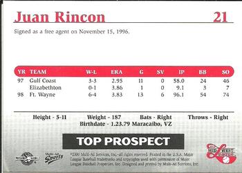 1999 Multi-Ad Midwest League Top Prospects Update #21 Juan Rincon Back