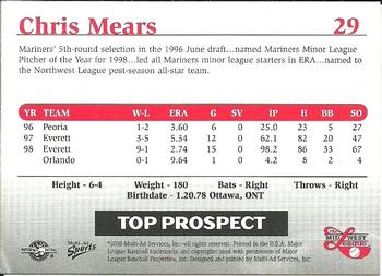1999 Multi-Ad Midwest League Top Prospects Update #29 Chris Mears Back