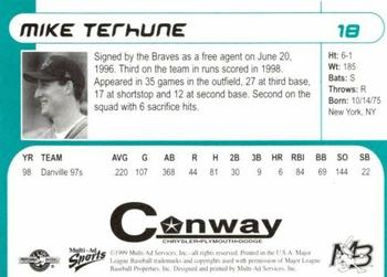 1999 Multi-Ad Myrtle Beach Pelicans #18 Mike Terhune Back