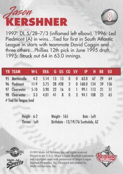 1999 Multi-Ad Reading Phillies Update #8 Jason Kershner Back