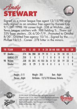 1999 Multi-Ad Reading Phillies Update #14 Andy Stewart Back