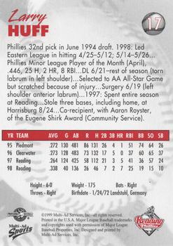 1999 Multi-Ad Reading Phillies Update #17 Larry Huff Back