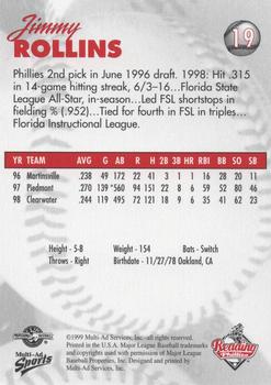 1999 Multi-Ad Reading Phillies Update #19 Jimmy Rollins Back