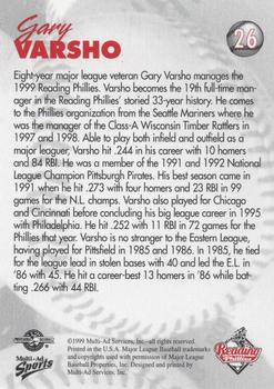 1999 Multi-Ad Reading Phillies Update #26 Gary Varsho Back