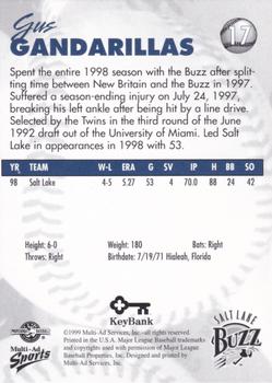 1999 Multi-Ad Salt Lake Buzz #17 Gus Gandarillas Back