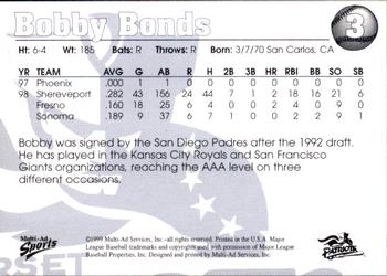 1999 Multi-Ad Somerset Patriots #3 Bobby Bonds Back