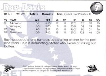 1999 Multi-Ad Somerset Patriots #7 Ray Davis Back