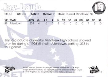 1999 Multi-Ad Somerset Patriots #14 Jay Laub Back