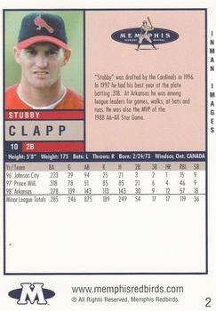 1999 Memphis Redbirds #2 Stubby Clapp Back