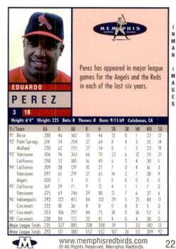 1999 Memphis Redbirds #22 Eduardo Perez Back