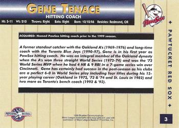 1999 Blueline Pawtucket Red Sox #3 Gene Tenace Back