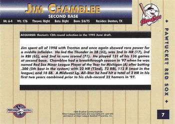 1999 Blueline Pawtucket Red Sox #7 Jim Chamblee Back