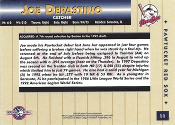 1999 Blueline Pawtucket Red Sox #11 Joe Depastino Back