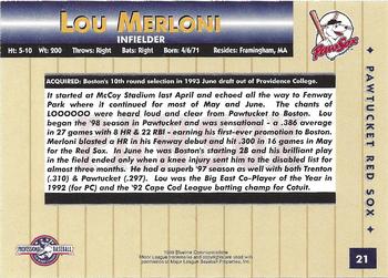 1999 Blueline Pawtucket Red Sox #21 Lou Merloni Back