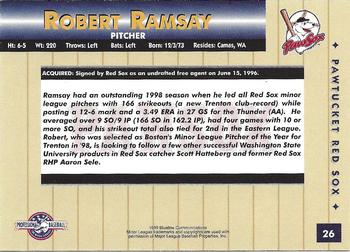 1999 Blueline Pawtucket Red Sox #26 Rob Ramsay Back