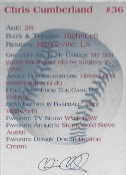 1999 Dunkin' Donuts Pawtucket Red Sox #NNO Chris Cumberland Back