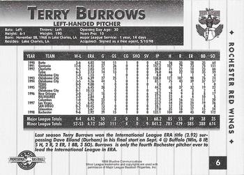1999 Blueline Rochester Red Wings #6 Terry Burrows Back