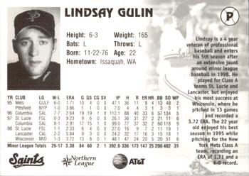 1999 St. Paul Saints #NNO Lindsay Gulin Back