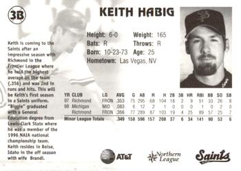 1999 St. Paul Saints #NNO Keith Habig Back