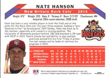 2014 Grandstand New Britain Rock Cats #NNO Nate Hanson Back