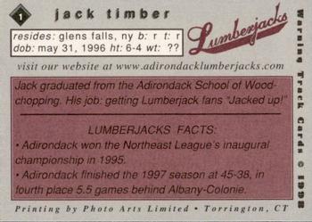 1998 Warning Track Adirondack Lumberjacks #1 Jack Timber Back
