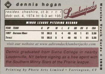 1998 Warning Track Adirondack Lumberjacks #22 Dennis Hogan Back