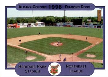 1998 Warning Track Albany-Colonie Diamond Dogs #22 Heritage Park Stadium Front