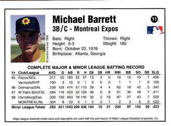 1998 Arizona Fall League Prospects #11 Michael Barrett Back