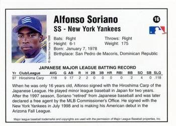 1998 Arizona Fall League Prospects #16 Alfonso Soriano Back