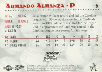1998 Multi-Ad Arkansas Travelers #3 Armando Almanza Back
