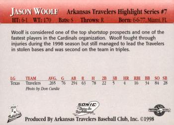 1998 Arkansas Travelers Highlights #7 Jason Woolf Back