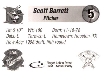 1998 Auburn Doubledays #NNO Scott Barrett Back