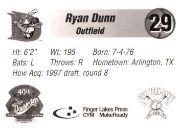 1998 Auburn Doubledays #NNO Ryan Dunn Back