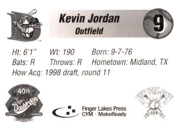 1998 Auburn Doubledays #NNO Kevin Jordan Back